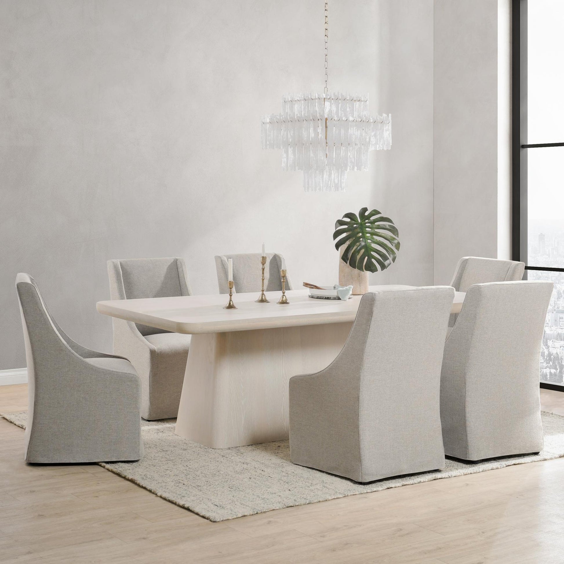 Gray 100% Polyester Dining Chair Warwick Dining Chair with Casters Collection