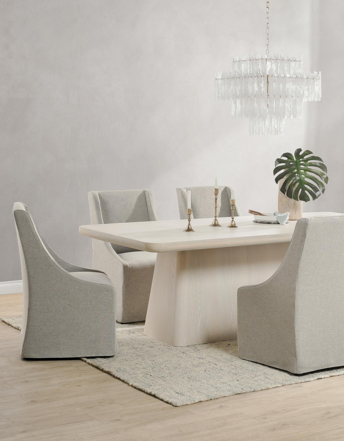 Gray 100% Polyester Dining Chair Warwick Dining Chair with Casters Collection