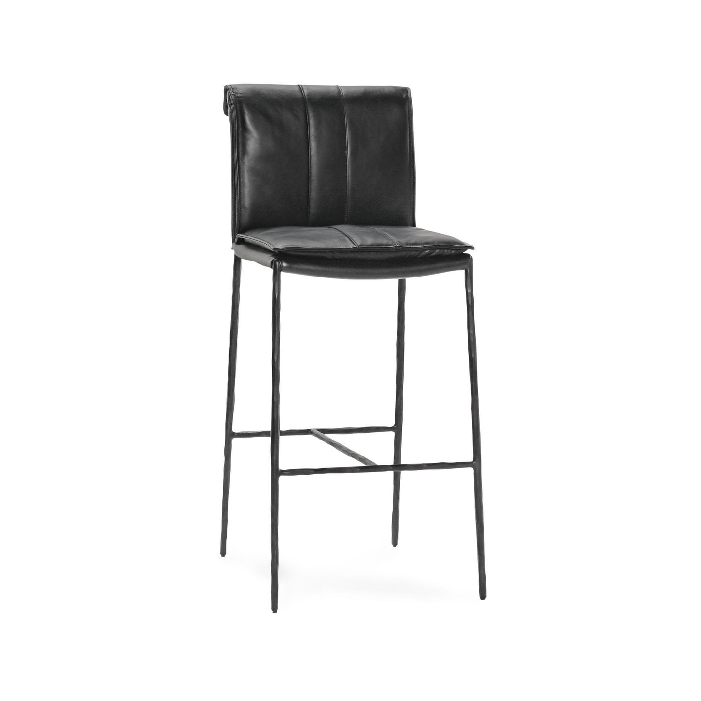 Jet Black Top Grain Leather Bar & Counter Stool Mayer Bar Stool Collection
