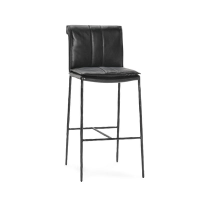 Jet Black Top Grain Leather Bar & Counter Stool Mayer Bar Stool Collection