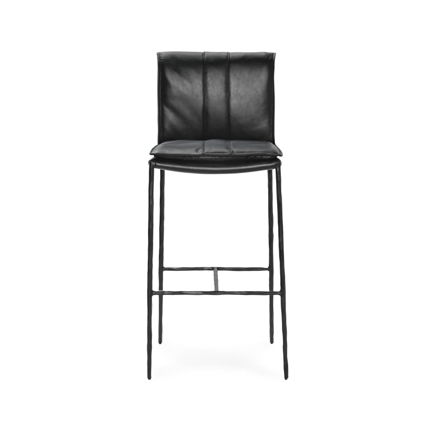 Jet Black Top Grain Leather Bar & Counter Stool Mayer Bar Stool Collection