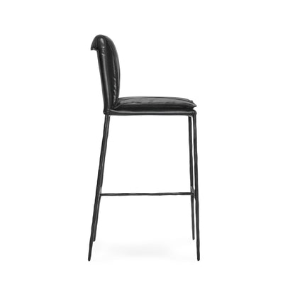 Jet Black Top Grain Leather Bar & Counter Stool Mayer Bar Stool Collection