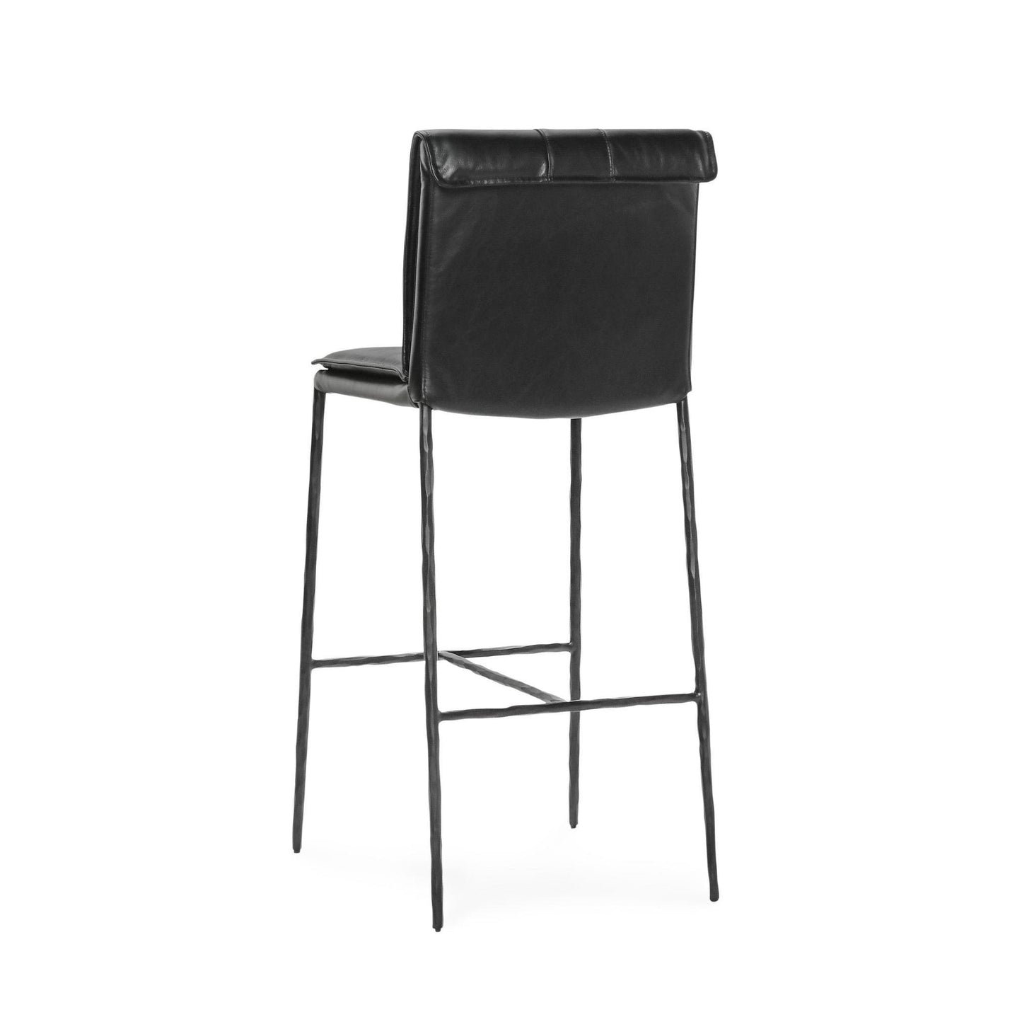 Jet Black Top Grain Leather Bar & Counter Stool Mayer Bar Stool Collection