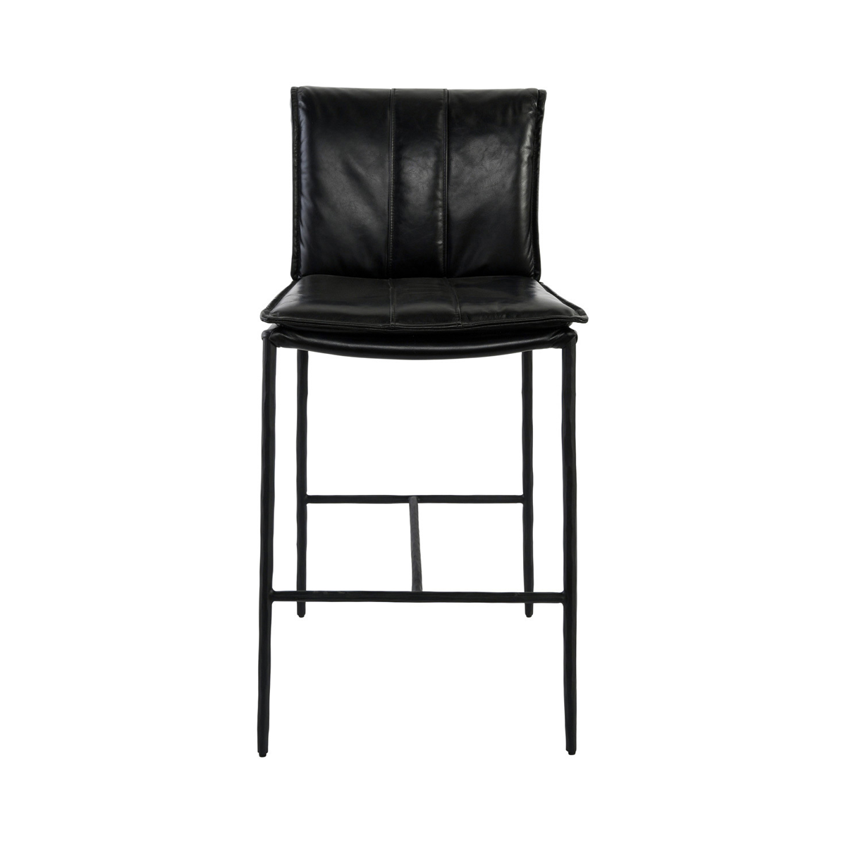 Jet Black Top Grain Leather Bar & Counter Stool Mayer Counter Stool Collection
