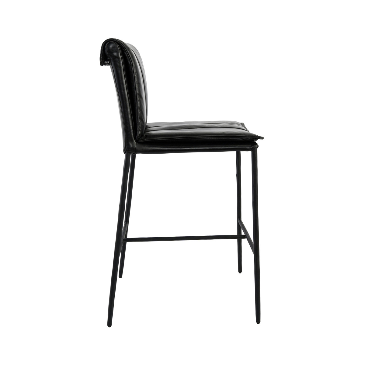 Jet Black Top Grain Leather Bar & Counter Stool Mayer Counter Stool Collection