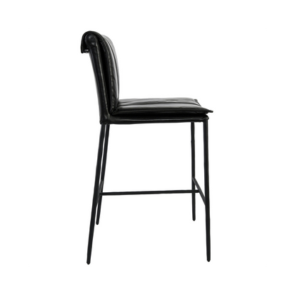 Jet Black Top Grain Leather Bar & Counter Stool Mayer Counter Stool Collection