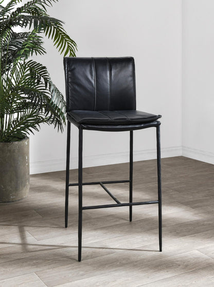Jet Black Top Grain Leather Bar & Counter Stool Mayer Counter Stool Collection