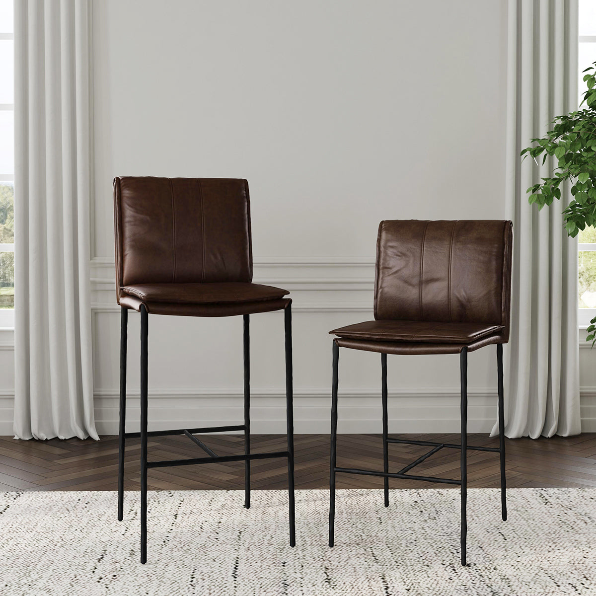 Truffle Brown Top Grain Leather Bar & Counter Stool Mayer Counter Stool Collection