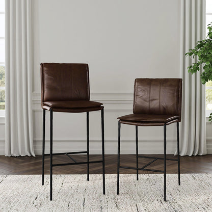 Truffle Brown Top Grain Leather Bar & Counter Stool Mayer Counter Stool Collection