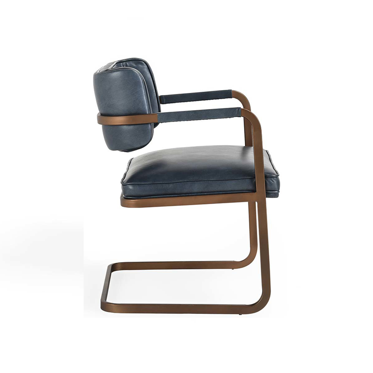 Ocean Blue Top Grain Leather Dining Chair Fonda Dining Chair Collection