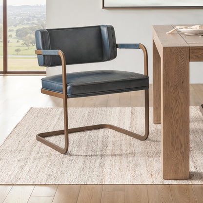 Ocean Blue Top Grain Leather Dining Chair Fonda Dining Chair Collection