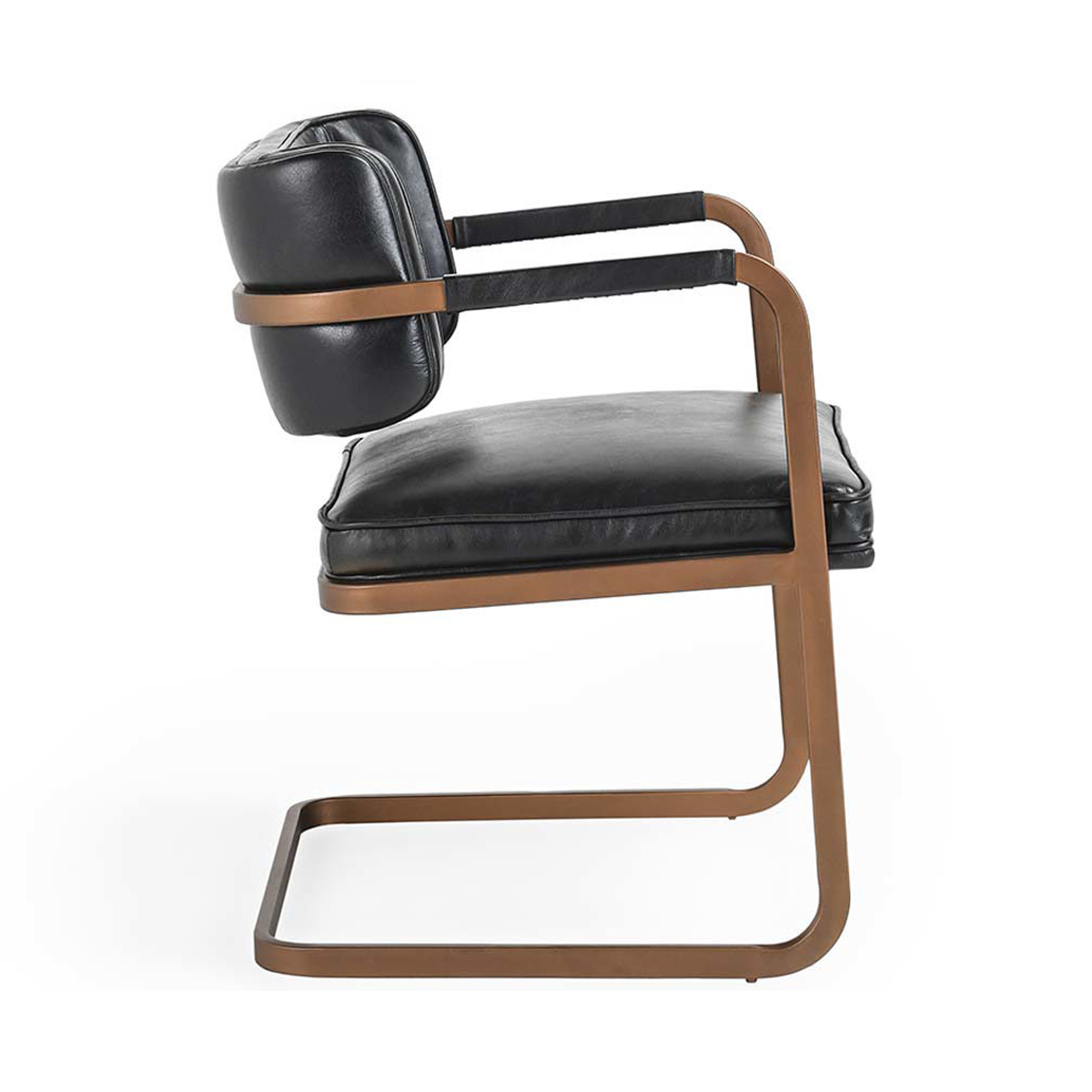 Jet Black Top Grain Leather Dining Chair Fonda Dining Chair Collection
