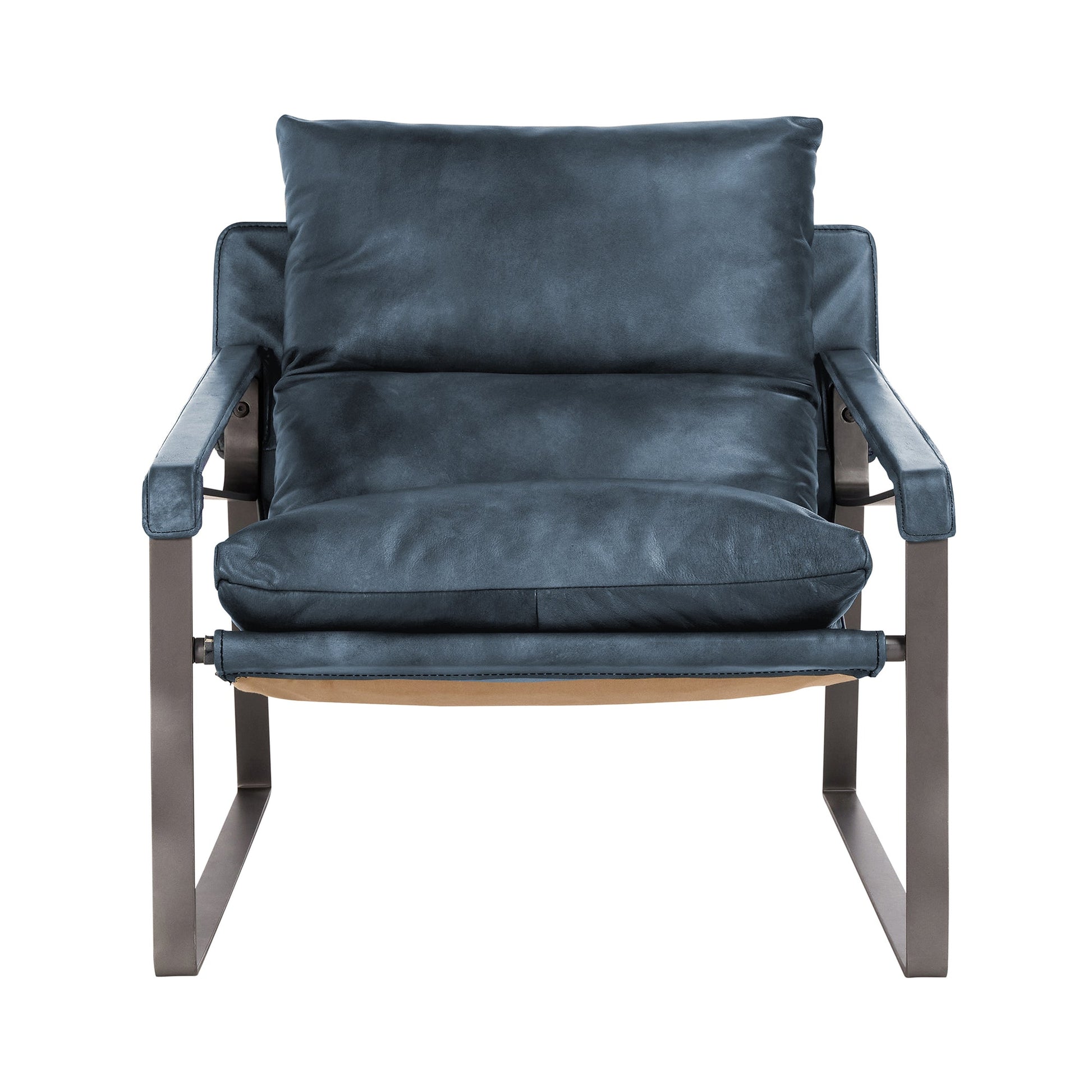 Ocean Blue Top Grain Leather Accent Chair Morgan Accent Chair Collection