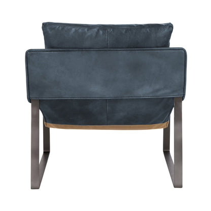 Ocean Blue Top Grain Leather Accent Chair Morgan Accent Chair Collection