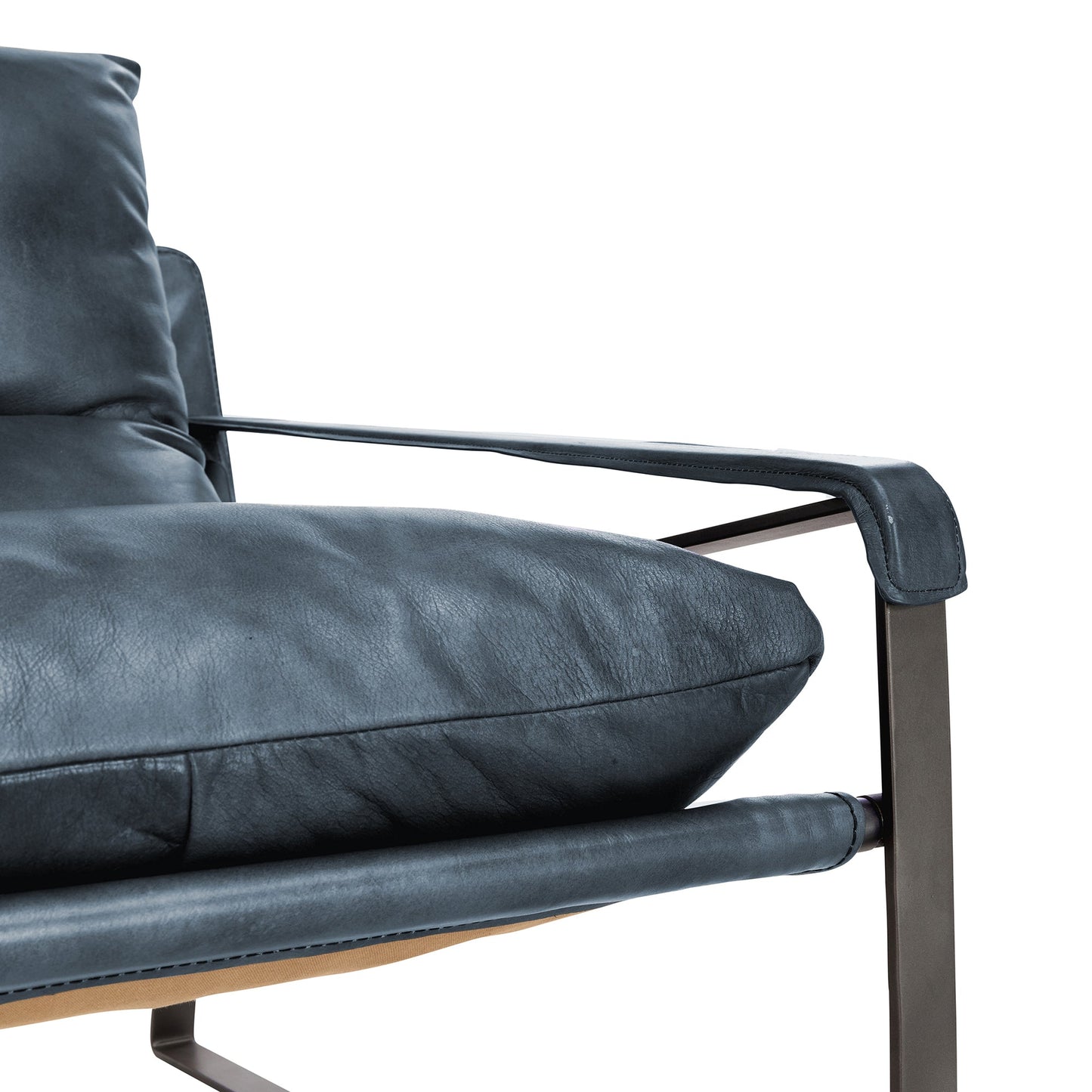 Ocean Blue Top Grain Leather Accent Chair Morgan Accent Chair Collection