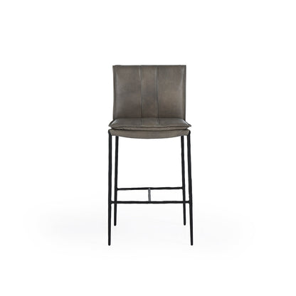 Pewter Gray Top Grain Leather Bar & Counter Stool Mayer Counter Stool Collection