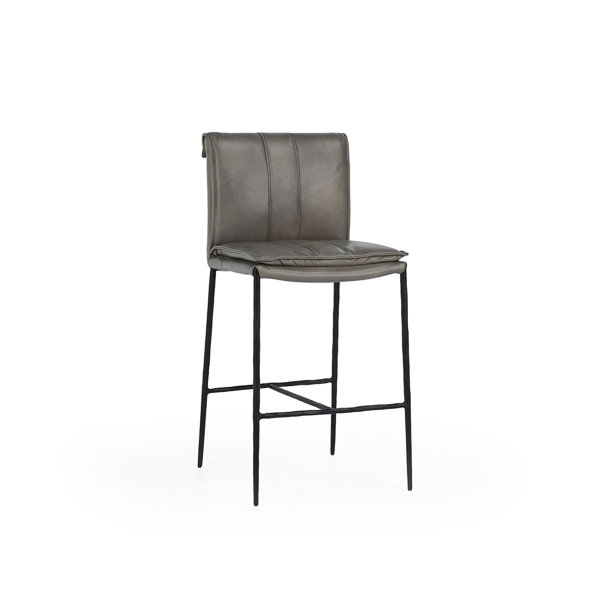 Pewter Gray Top Grain Leather Bar & Counter Stool Mayer Counter Stool Collection