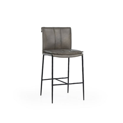 Pewter Gray Top Grain Leather Bar & Counter Stool Mayer Counter Stool Collection