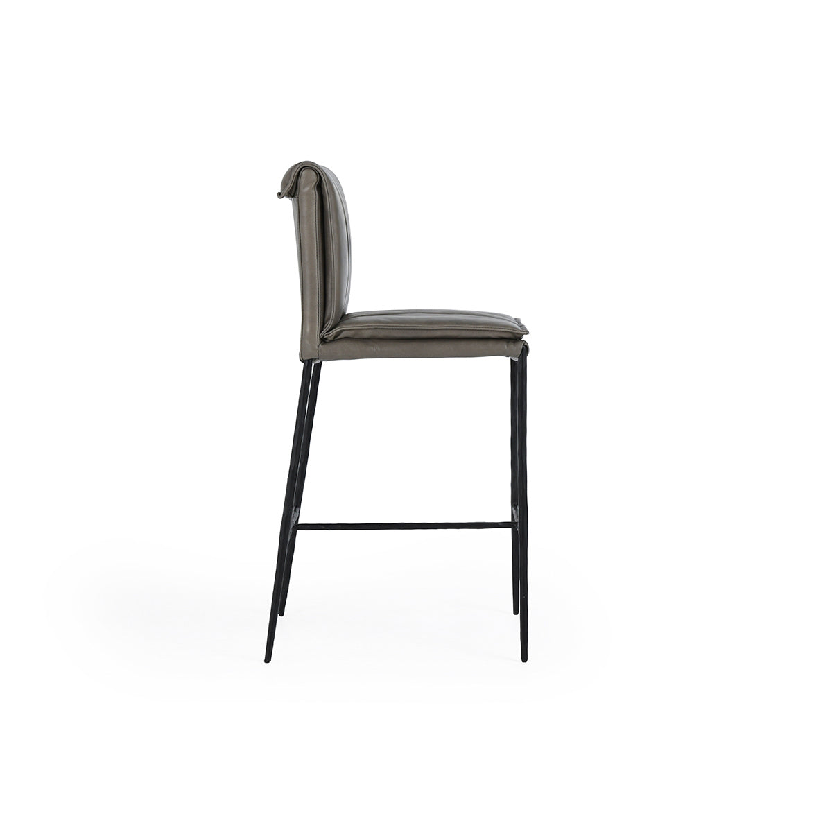 Pewter Gray Top Grain Leather Bar & Counter Stool Mayer Counter Stool Collection