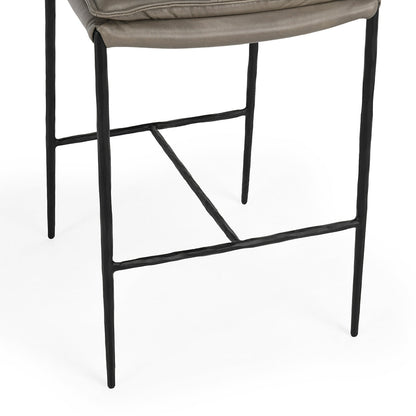 Pewter Gray Top Grain Leather Bar & Counter Stool Mayer Counter Stool Collection