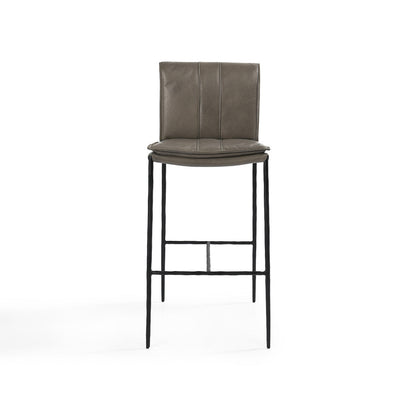 Pewter Gray Top Grain Leather Bar & Counter Stool Mayer Bar Stool Collection