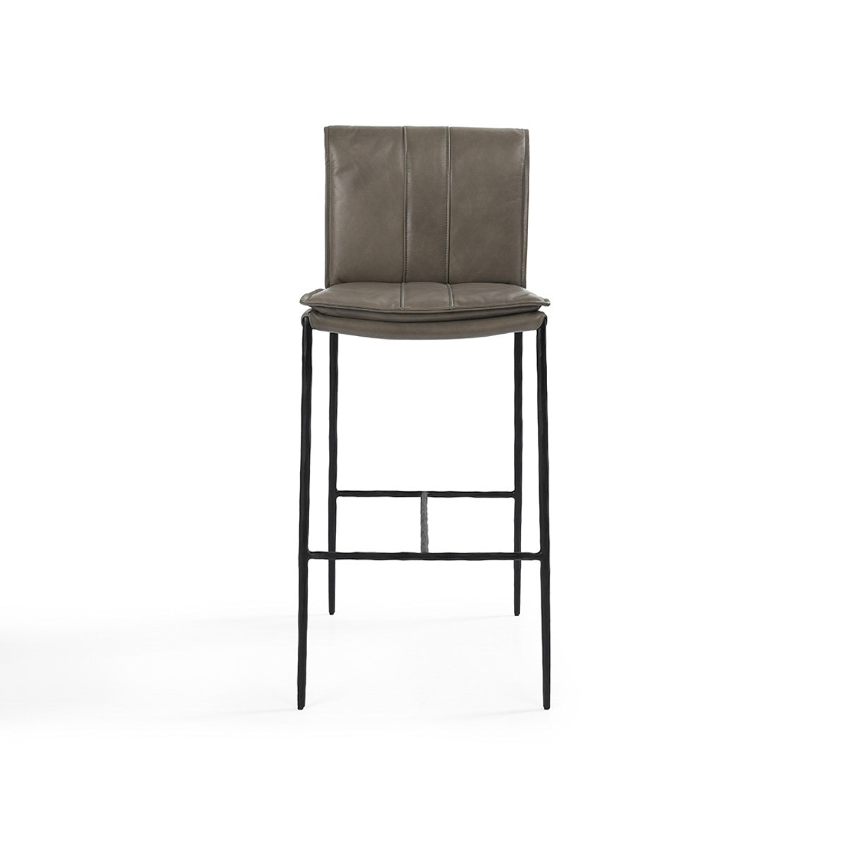 Pewter Gray Top Grain Leather Bar & Counter Stool Mayer Bar Stool Collection