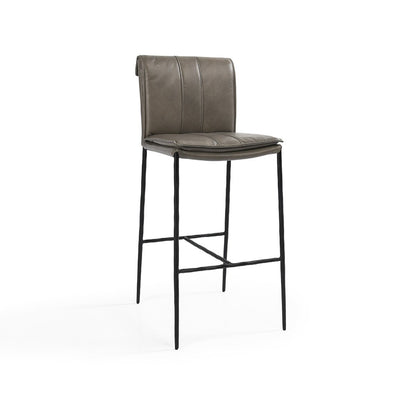Pewter Gray Top Grain Leather Bar & Counter Stool Mayer Bar Stool Collection
