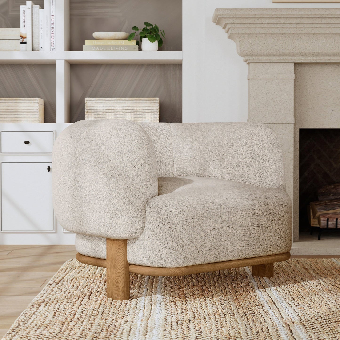 Natural 85% Polyester/15% Acrylic Accent Chair Pasadena Accent Chair Collection