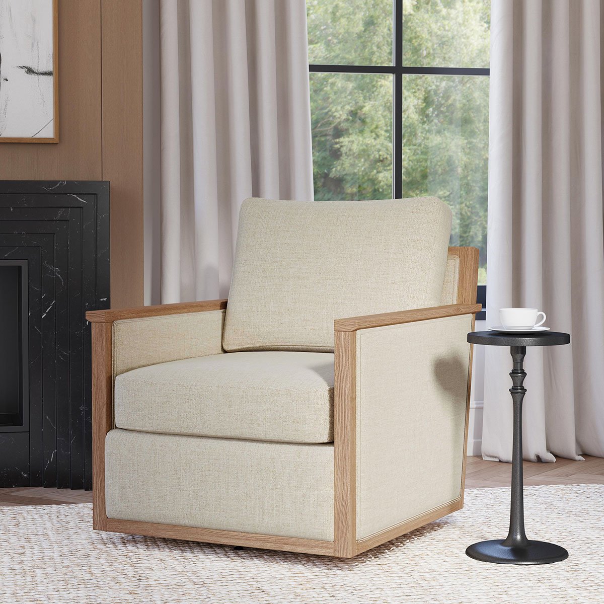 Natural 88% Polyester/12% Linen Accent Chair Norman Swivel Chair Collection