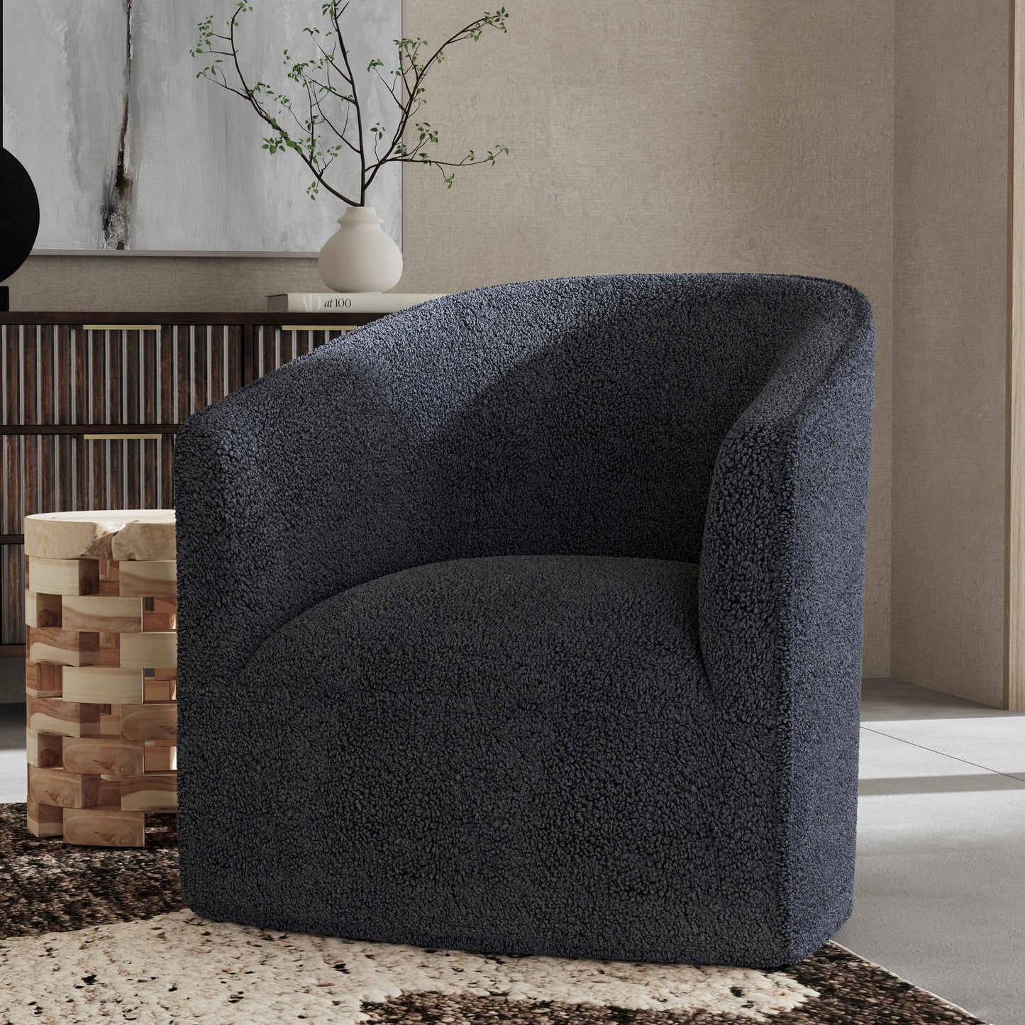Blue 100% Polyester Accent Chair Valencia Swivel Chair Collection