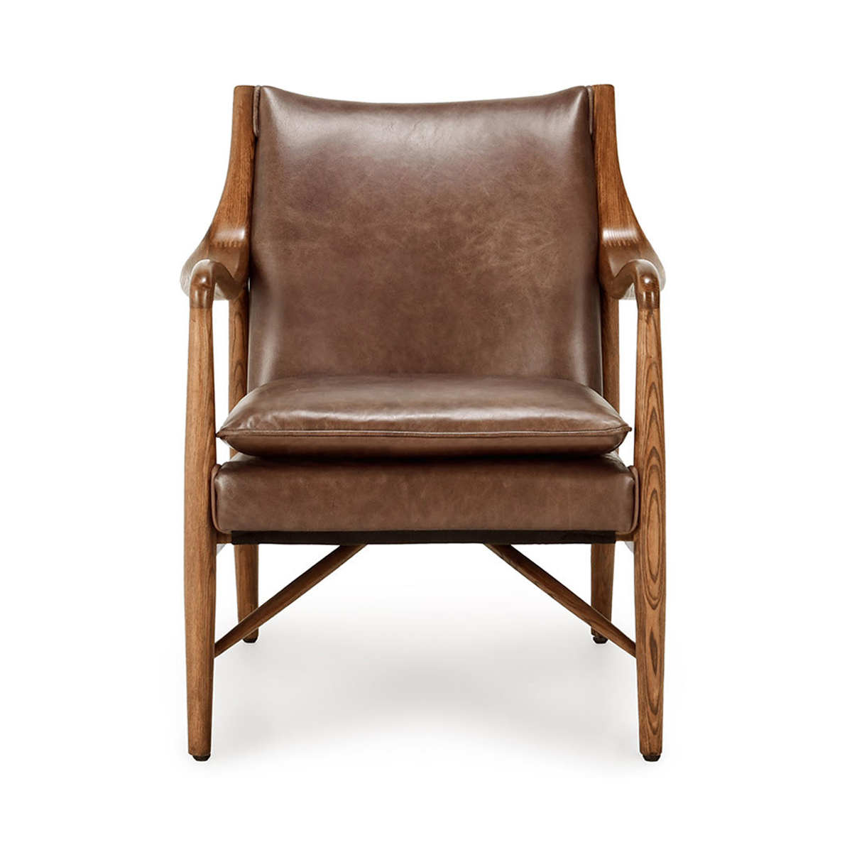 Barrel Brown Top Grain Leather Accent Chair Kiannah Accent Chair Collection