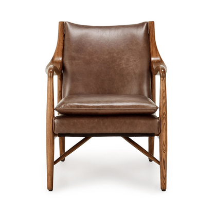 Barrel Brown Top Grain Leather Accent Chair Kiannah Accent Chair Collection