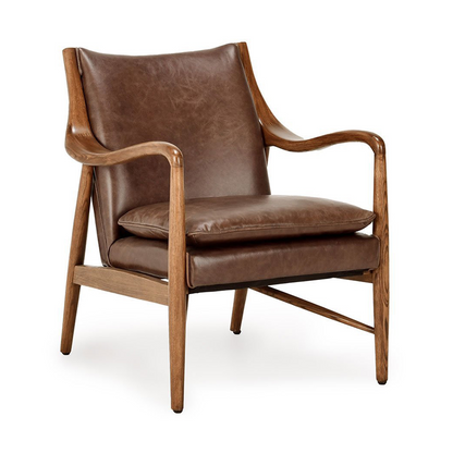 Barrel Brown Top Grain Leather Accent Chair Kiannah Accent Chair Collection