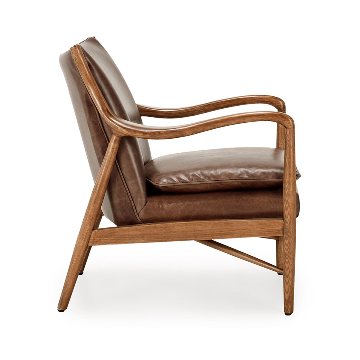 Barrel Brown Top Grain Leather Accent Chair Kiannah Accent Chair Collection