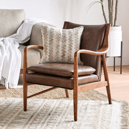 Barrel Brown Top Grain Leather Accent Chair Kiannah Accent Chair Collection