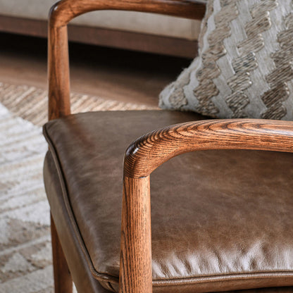 Barrel Brown Top Grain Leather Accent Chair Kiannah Accent Chair Collection