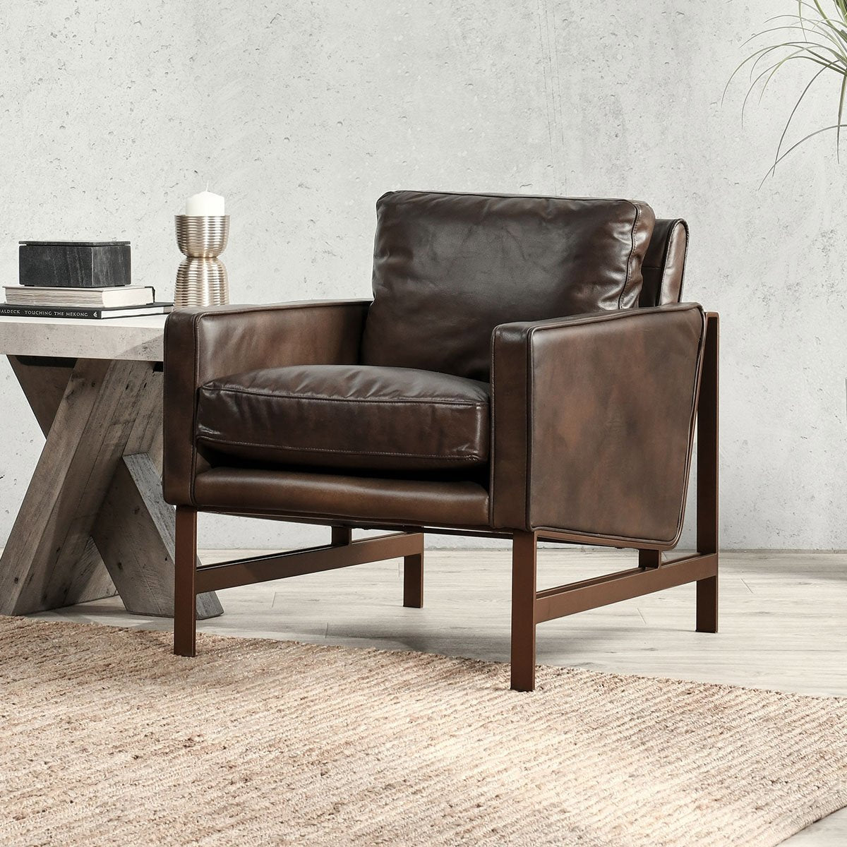 Truffle Brown Top Grain Leather Accent Chair Chazzie Accent Chair Collection