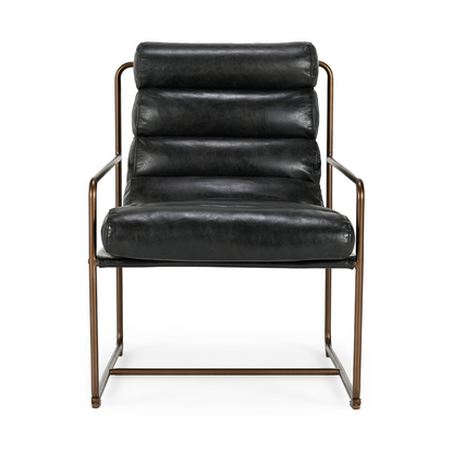 Jet Black Top Grain Leather Accent Chair Argo Accent Chair Collection