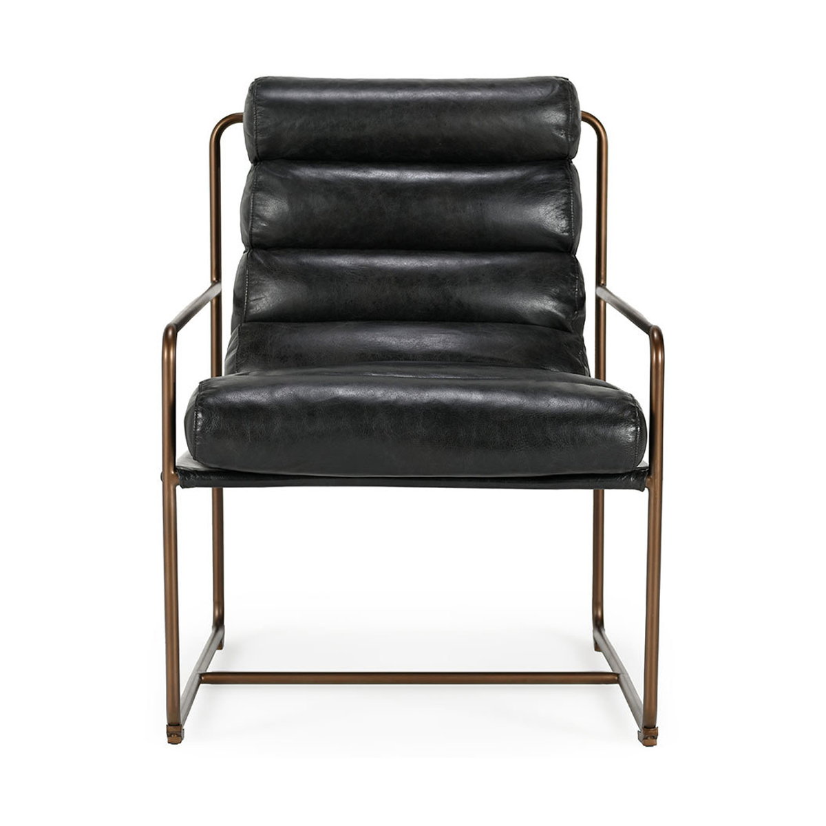 Jet Black Top Grain Leather Accent Chair Argo Accent Chair Collection
