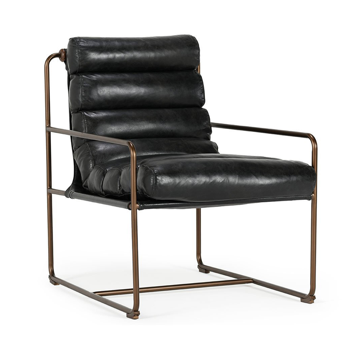 Jet Black Top Grain Leather Accent Chair Argo Accent Chair Collection