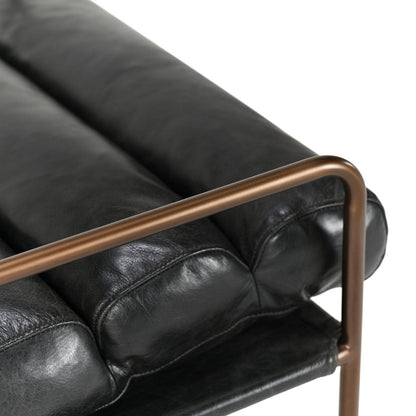 Jet Black Top Grain Leather Accent Chair Argo Accent Chair Collection