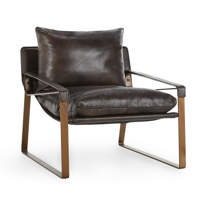Truffle Brown Top Grain Leather Accent Chair Morgan Accent Chair Collection