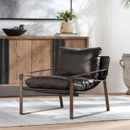Truffle Brown Top Grain Leather Accent Chair Morgan Accent Chair Collection