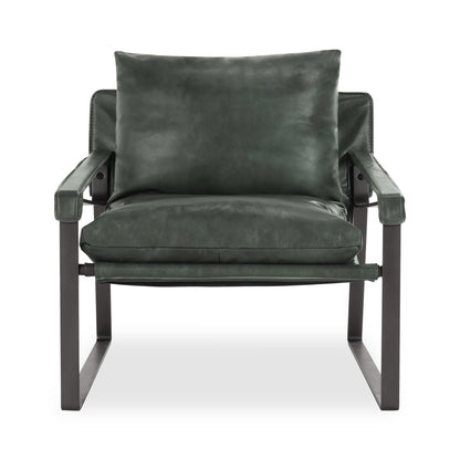 Forest Green Top Grain Leather Accent Chair Morgan Accent Chair Collection