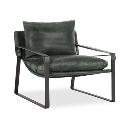 Forest Green Top Grain Leather Accent Chair Morgan Accent Chair Collection