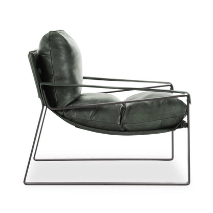 Forest Green Top Grain Leather Accent Chair Morgan Accent Chair Collection
