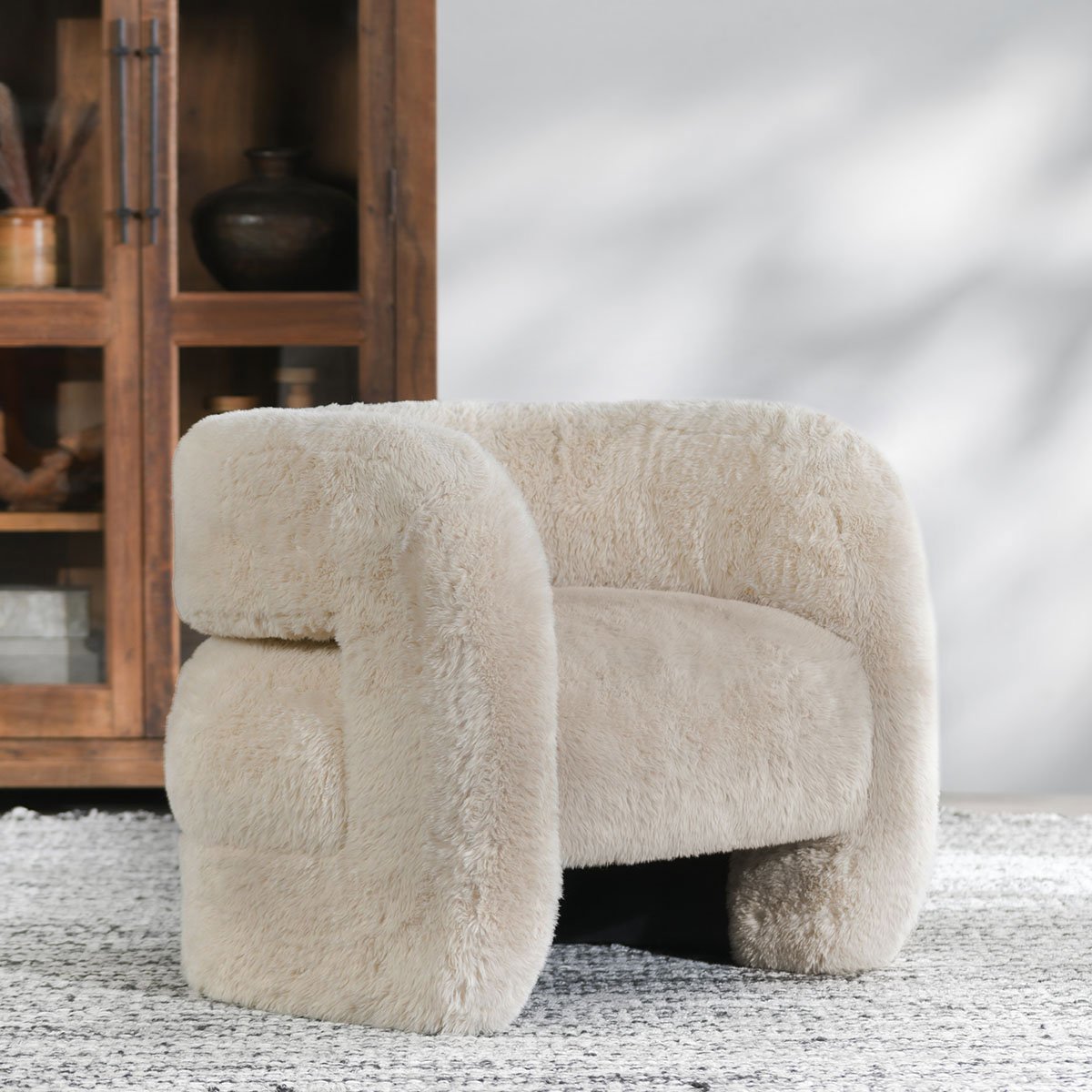 Beige 100% Polyester Accent Chair Teddy Accent Chair Collection