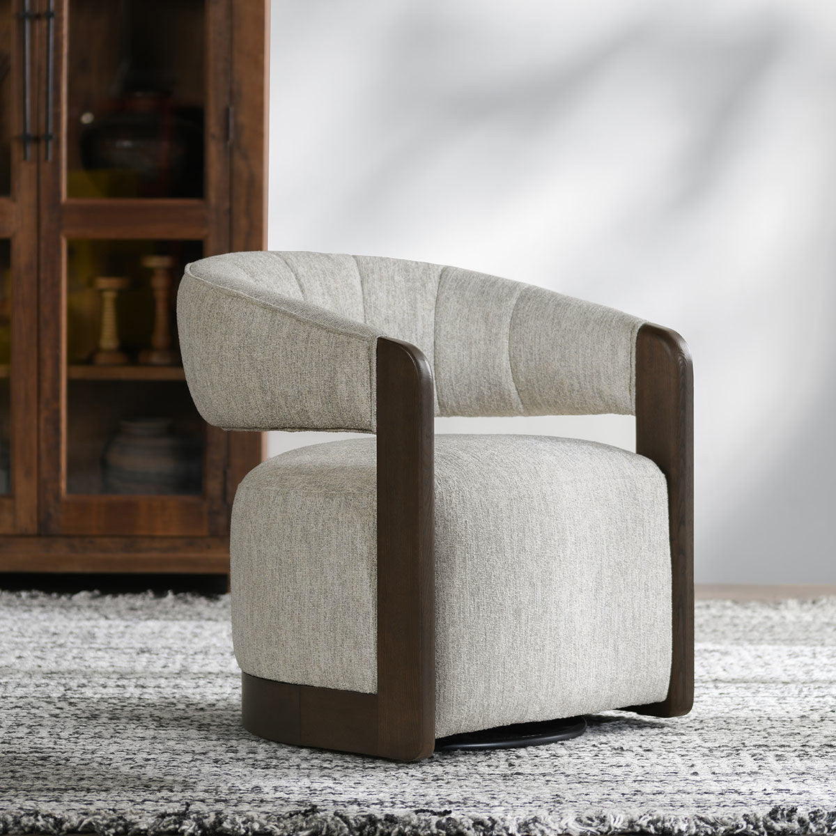 Glacier Gray 100% Polyester Accent Chair James Swivel Chair Collection