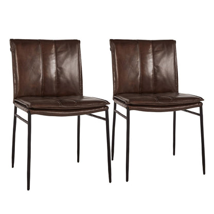 Brown Top Grain Leather Dining Chair Mayer Dining Chair Set of 2 Collection