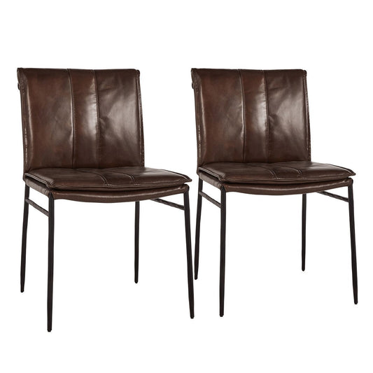 Brown Top Grain Leather Dining Chair Mayer Dining Chair Set of 2 Collection